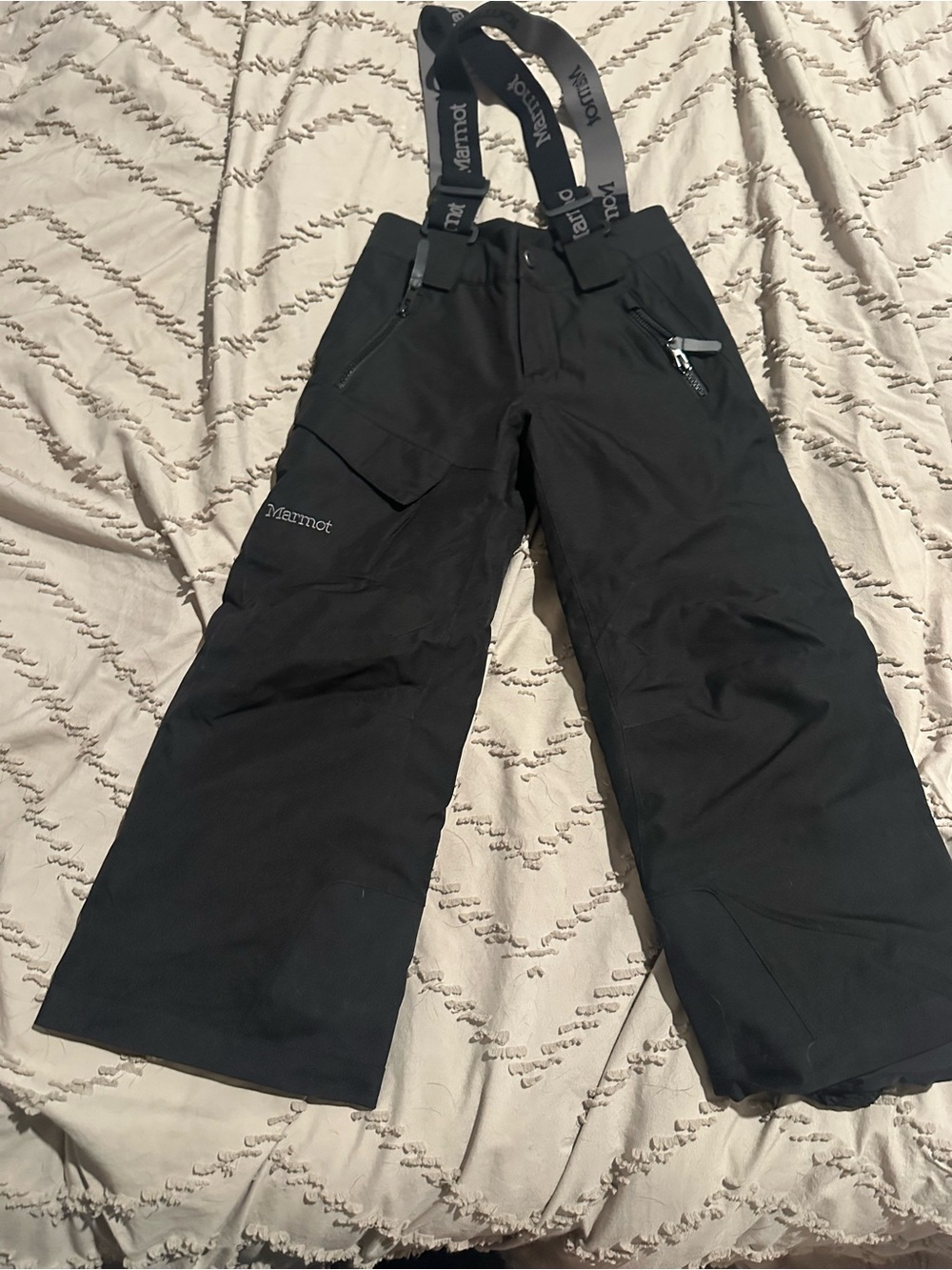 Marmot Black Insulated Ski Pants with Adjustable Suspenders